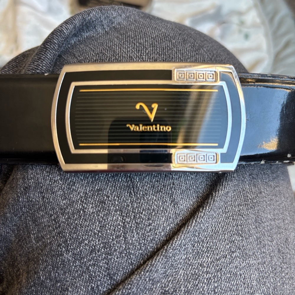 Valentino Black Belt with Gold and Silver Buckle